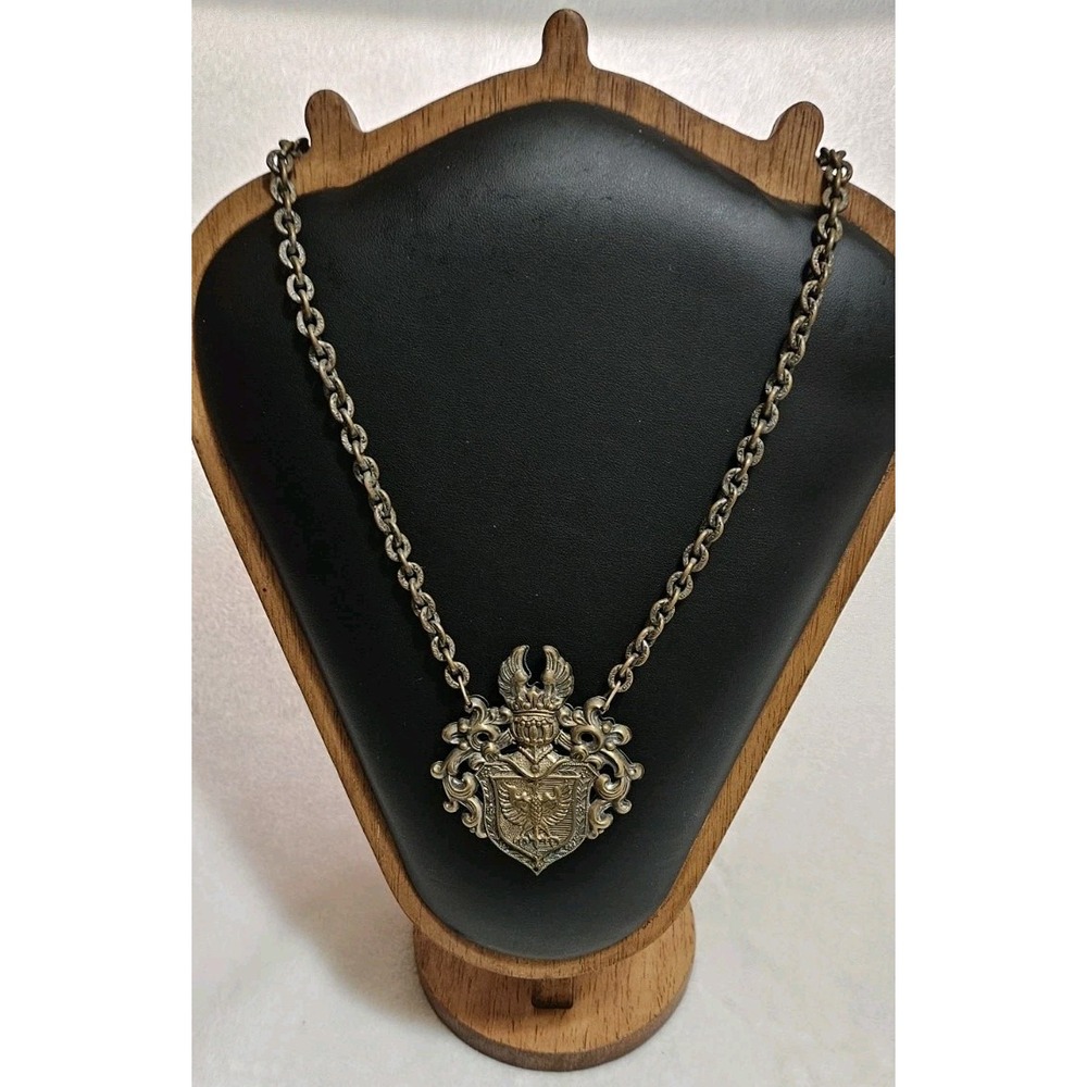 Miriam Haskell Heraldic Imperial Eagle Coat Of Arms Necklace Vintage Signed